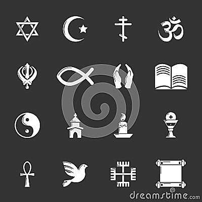 Religion icons set grey vector Vector Illustration
