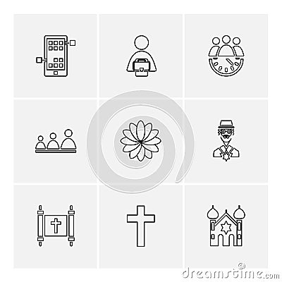 religion , networks , team , science , eps icons set vector Vector Illustration