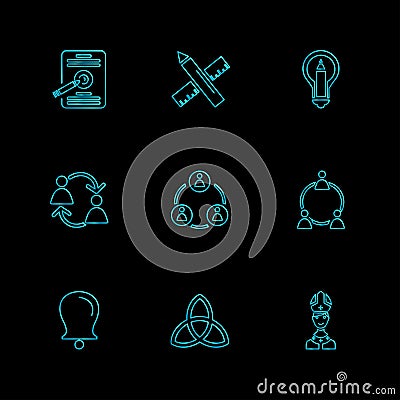 religion , networks , team , science , eps icons set vector Vector Illustration