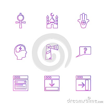 religion , networks , user interface , web , eps icons set vector Vector Illustration