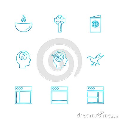 religion , networks , user interface , web , eps icons set vector Vector Illustration