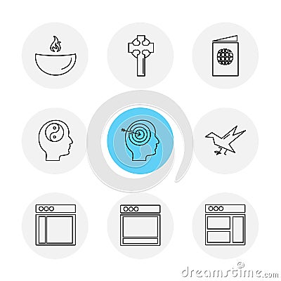 religion , networks , user interface , web , eps icons set vector Vector Illustration