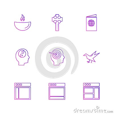 religion , networks , user interface , web , eps icons set vector Vector Illustration