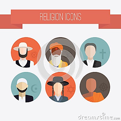 Religion People Icons Vector Illustration