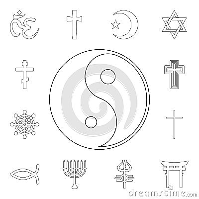 religion symbol, yin yang outline icon. element of religion symbol illustration. signs and symbols icon can be used for web, logo Cartoon Illustration