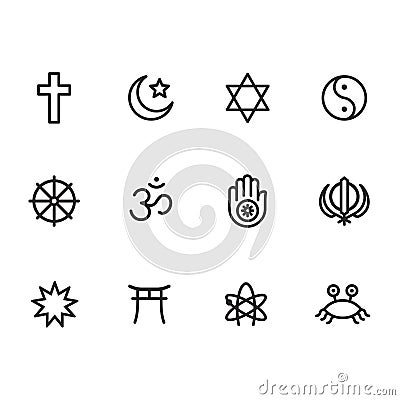 Religion symbols icon set Vector Illustration