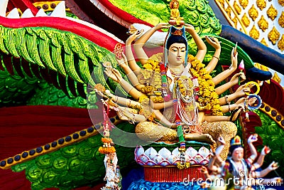 Religion, Thailand. Guanyin Statue, Wat Plai Laem, Big Buddha Te Stock Photo