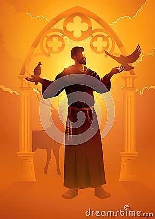 Saint Francis of Assisi Vector Illustration