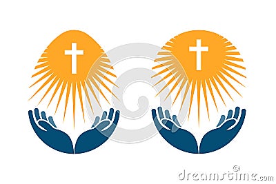 Religion vector logo. Church, Pray or Bible icon Vector Illustration