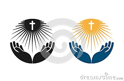 Religion vector logo. Church, Pray or Bible icon Vector Illustration