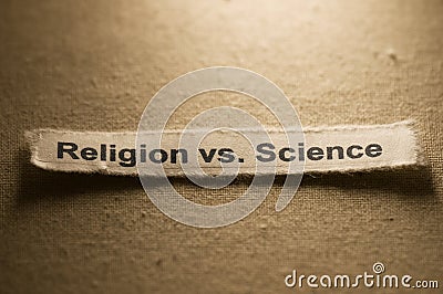 Religion vs Science Stock Photo