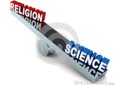 Religion vs science Stock Photo