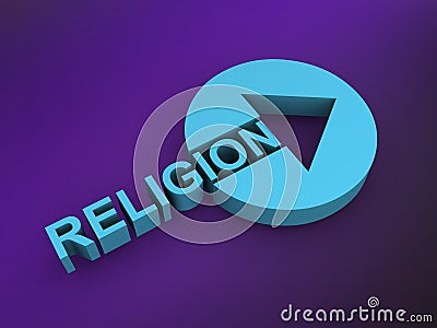 religion word on purple Stock Photo