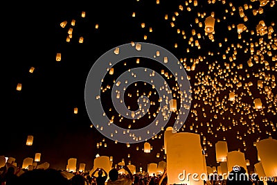 Religious Budha festival Loy Krathong Editorial Stock Photo