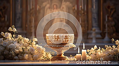 religious candle on altar Cartoon Illustration