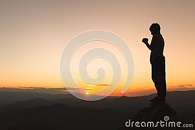 Religious Christian Adolescent boy praying over Bible indoors, Religious concepts. Religious beliefs Christian life crisis prayer Stock Photo