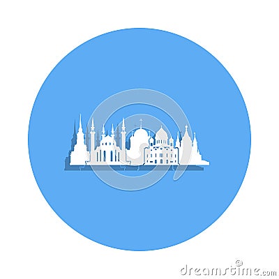 religious cityscape icon in badge style. One of Cityscape collection icon can be used for UI, UX Stock Photo