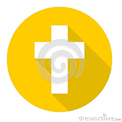 Religious cross, Christian sign icon with long shadow Vector Illustration