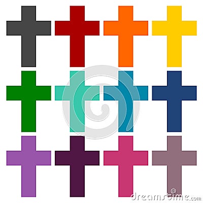 Religious cross, Christian sign icons Vector Illustration