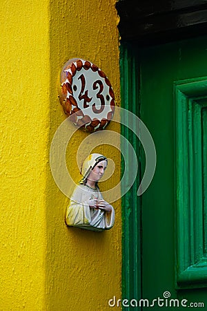 Religious details on the doors of Malta island Editorial Stock Photo