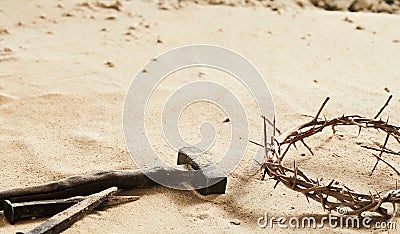 Religious Easter background with crown of thorns Stock Photo