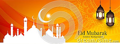 Religious Eid Mubarak Islamic banner design Vector Illustration