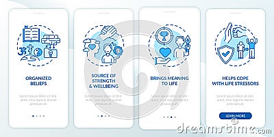 Religious faith value blue onboarding mobile app page screen with concepts Vector Illustration