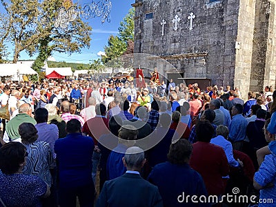 A religious festivity in Barro, Galicia, Spain. Editorial Stock Photo