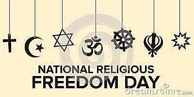 Religious Freedom Day Awareness Concept Background with All religion Signs. Abstract Freedom day backdrop Stock Photo