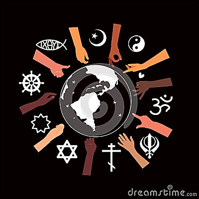 Religious Freedom day poster.Human Solidarity. Vector Illustration