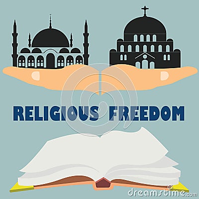 Religious freedom. Flat vector stock illustration Vector Illustration