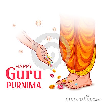Religious holiday background for Happy Guru Purnima festival celebrated in India Vector Illustration