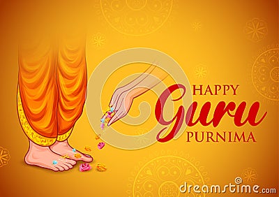 Religious holiday background for Happy Guru Purnima festival celebrated in India Vector Illustration