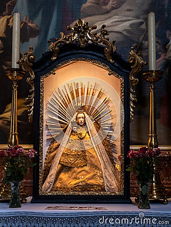 Religious icon inside the Karlskirche church in Vienna Editorial Stock Photo