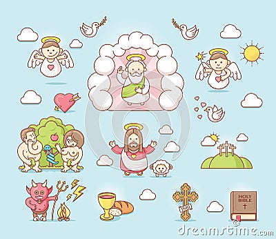 Religious icon set Vector Illustration