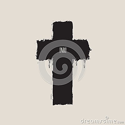 Religious illustration with abstract black cross, INRI Vector Illustration