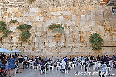 Religious jews, praying at the Wailing Wall, womens sector, Jerusalem Editorial Stock Photo
