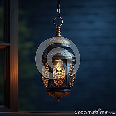 Religious lantern exudes ornate elegance, casting a warm glow symbolizing spirituality Stock Photo