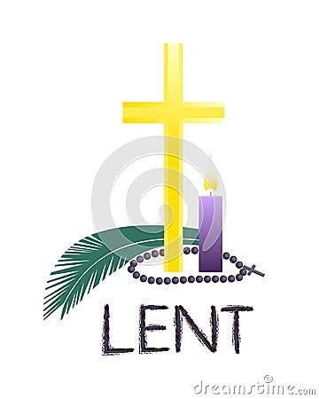 Religious Lent symbols flat vector background Cartoon Illustration