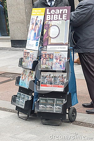 Religious magazines of Jehovah`s Witnesses Editorial Stock Photo