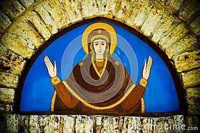 Religious mural in church Stock Photo