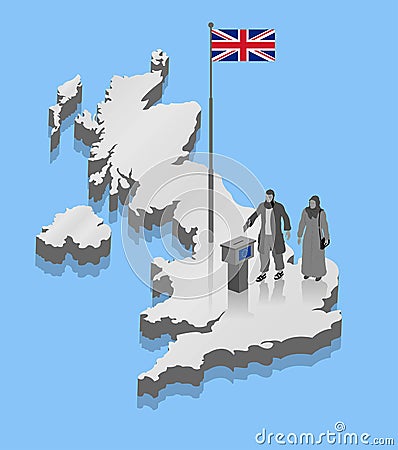 Religious muslim migrant voters are voting for Brexit over UK ma Vector Illustration