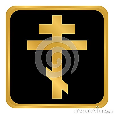 Religious orthodox cross button. Cartoon Illustration