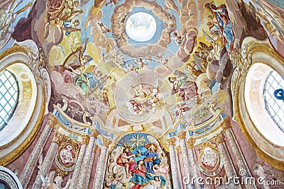 Religious painting, interior of calvary, Banska Stiavnica, Slovakia Stock Photo