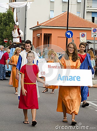 Religious parade in Italy. The feast of St. Giustina Editorial Stock Photo