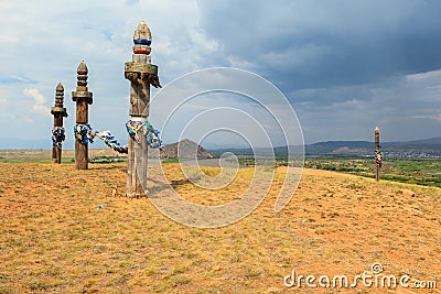 Religious places shamans of Buryatia. Stock Photo