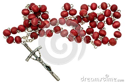 Religious rosary isolated on white Stock Photo