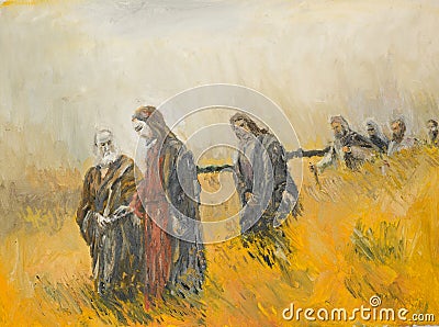Religious scene, Christ and his disciples Stock Photo