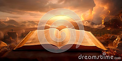 religious scriptures that serve as a guide to the path of spiritual development. Generative AI Stock Photo