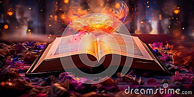 religious scriptures that serve as a guide to the path of spiritual development. Generative AI Stock Photo
